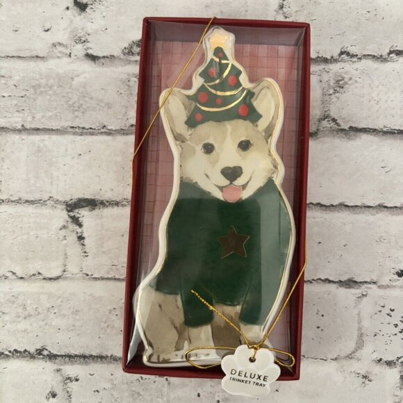 Heatherlee Chan Holiday Dog Trinket Tray NWT - Picture 1 of 2